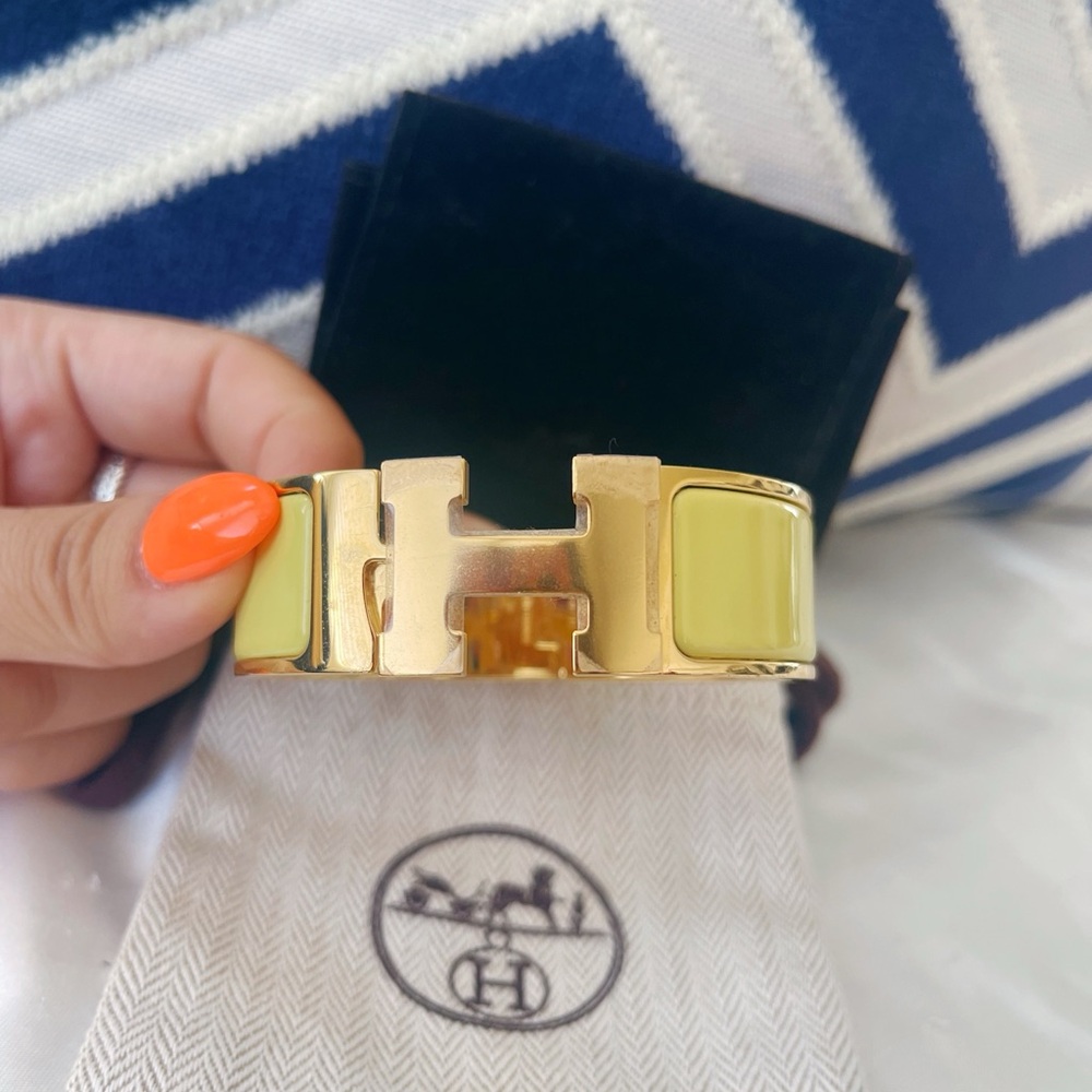Hermes Yellow/Gold Clic Clac H Bracelet